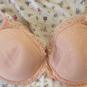Lace Trimmed Pink Bra